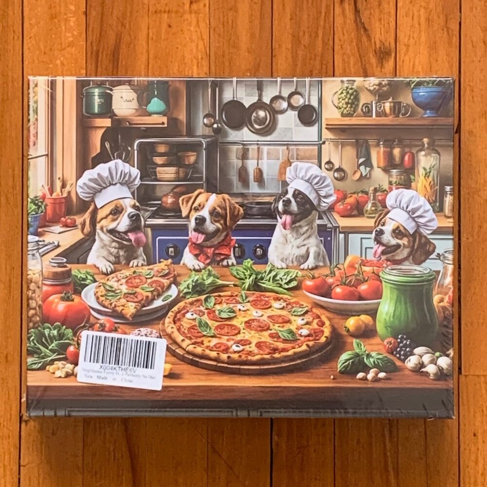 Dog Pizza New Sealed 1000 Pieces Tang Mosaic Funny Dog Pizza Party Jigsaw Puzzle